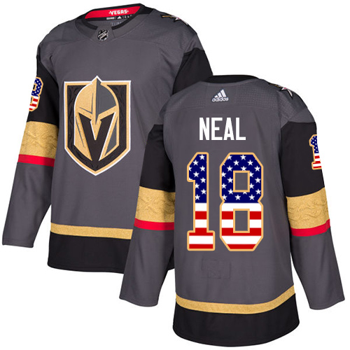 Adidas Golden Knights #18 James Neal Grey Home Authentic USA Flag Stitched NHL Jersey